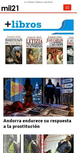 Podgląd witryny mil21, medium z kraju Hiszpania do artykułów sponsorowanych