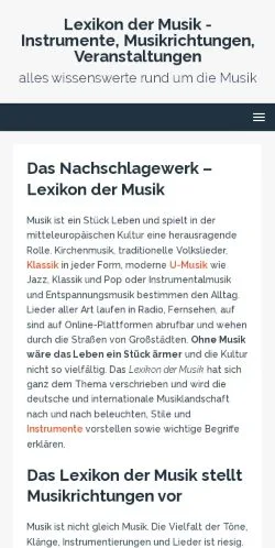 Vista previa del sitio Lexikon der Musik, medio de Alemania para artículos patrocinados
