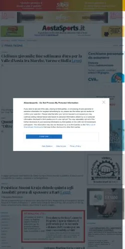 Anteprima del sito Aostasports, media di Italia per articoli sponsorizzati