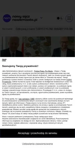 Podgląd witryny Nowy Sącz Nasze Miasto, medium z kraju Polska do artykułów sponsorowanych