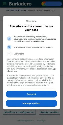 Anteprima del sito Burladero TV, media di Spagna per articoli sponsorizzati