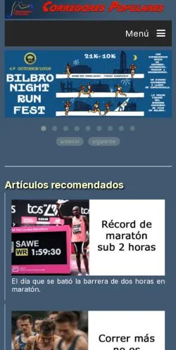 Anteprima del sito Corredores Populares, media di Spagna per articoli sponsorizzati