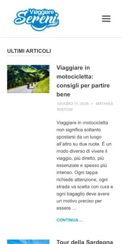 Anteprima del sito Viaggiare Sereni, media di Italia per articoli sponsorizzati
