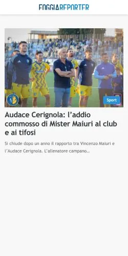 Anteprima del sito Foggia Reporter, media di Italia per articoli sponsorizzati