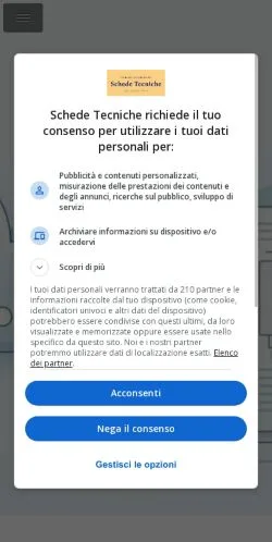 Anteprima del sito Schede tecniche e Manuali uso, media di Italia per articoli sponsorizzati