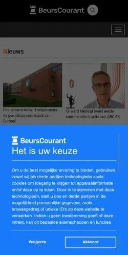 Anteprima del sito Beurscourant, media di Paesi Bassi per articoli sponsorizzati