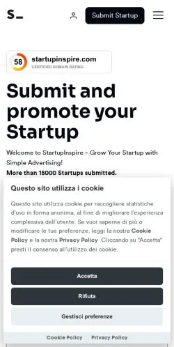 スポンサード記事向けのアメリカ合衆国メディア、Startup Inspireのサイトプレビュー