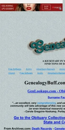 Aperçu du site GenealogyBuff, média de États-Unis pour articles sponsorisés