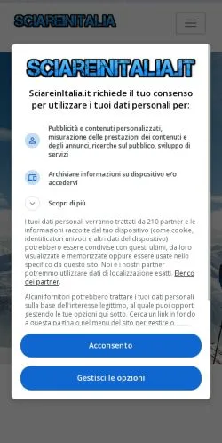 Podgląd witryny DOVE SCIARE IN ITALIA, medium z kraju Włochy do artykułów sponsorowanych