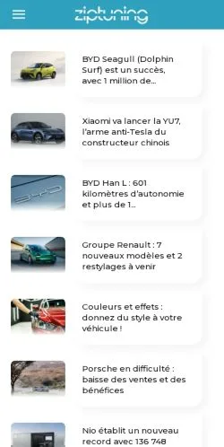 Aperçu du site Ziptuning, média de France pour articles sponsorisés