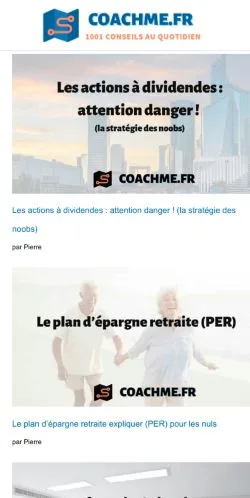 Anteprima del sito coachme, media di Francia per articoli sponsorizzati