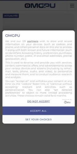 Preview of the OMGPU website, listed for sponsored article publication