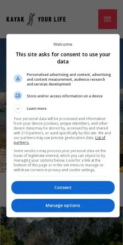 Anteprima del sito Kayak Your Life, media di Francia per articoli sponsorizzati