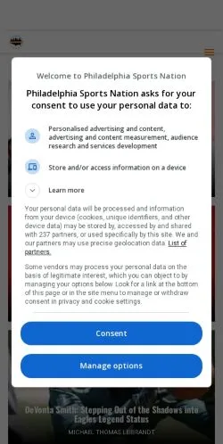 Anteprima del sito PHL Sports Nation, media di Stati Uniti per articoli sponsorizzati