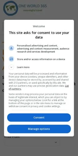 Pré-visualização do site OneWorld Abroad, meio de Estados Unidos para artigos patrocinados