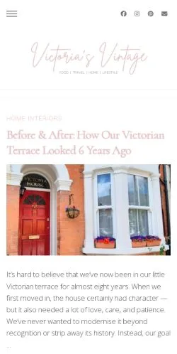 스폰서 기사용 영국 매체 Victoria's Vintage 사이트 미리보기