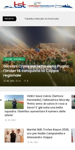 Anteprima del sito Tutto Sport Taranto, media di Italia per articoli sponsorizzati