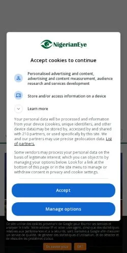 Voorbeeld van de site Nigerian Eye, medium uit Verenigde Staten voor gesponsorde artikelen
