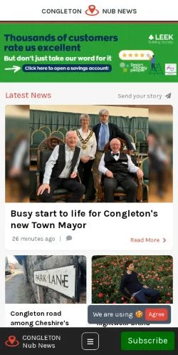Anteprima del sito Congleton Nub News, media di Regno Unito per articoli sponsorizzati