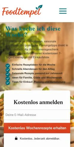 Podgląd witryny Foodtempel, medium z kraju Niemcy do artykułów sponsorowanych