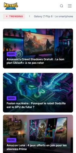 Anteprima del sito Matériel Gamer, media di Stati Uniti per articoli sponsorizzati