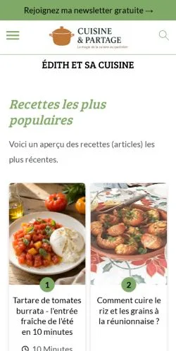 Anteprima del sito Édith et sa Cuisine, media di Francia per articoli sponsorizzati