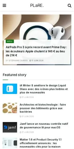 Vista previa del sitio Plare, medio de Francia para artículos patrocinados