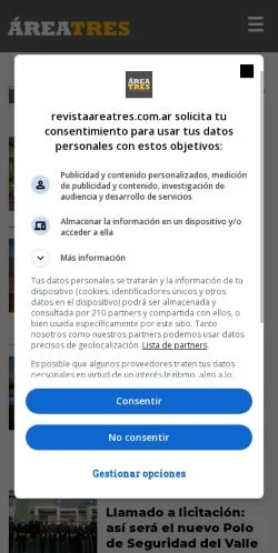 Anteprima del sito Revista ?rea Tres, media di Argentina per articoli sponsorizzati