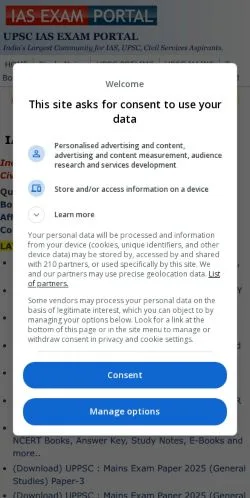 Podgląd witryny IAS Exam Portal, medium z kraju Stany Zjednoczone do artykułów sponsorowanych