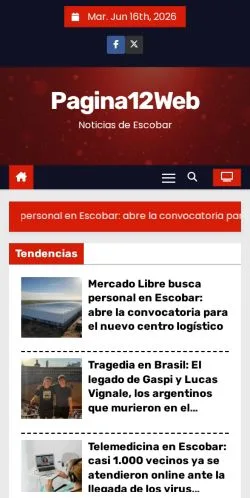 Podgląd witryny Pagina12Web, medium z kraju Argentyna do artykułów sponsorowanych