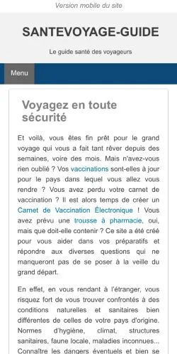 스폰서 기사용 프랑스 매체 SanteVoyage Guide 사이트 미리보기