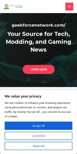 Anteprima del sito Geekforcenetwork, media di Stati Uniti per articoli sponsorizzati