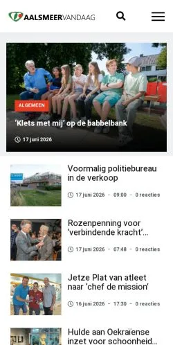Anteprima del sito Aalsmeervandaag, media di Paesi Bassi per articoli sponsorizzati