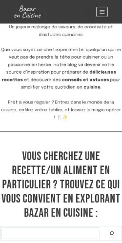 Pré-visualização do site Bazar en Cuisine, meio de França para artigos patrocinados