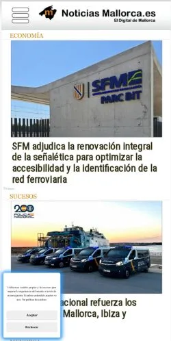 Anteprima del sito Noticias Mallorca, media di Spagna per articoli sponsorizzati