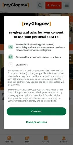 Anteprima del sito myglogow, media di Polonia per articoli sponsorizzati
