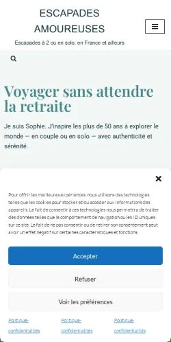 Anteprima del sito Escapades Amoureuses, media di Francia per articoli sponsorizzati