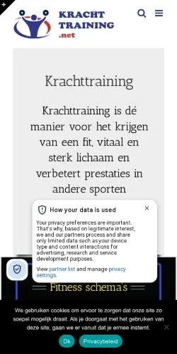 Preview of the krachttraining website, a media outlet in Netherlands for sponsored articles