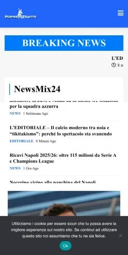 Anteprima del sito PianetAzzurro, media di Italia per articoli sponsorizzati
