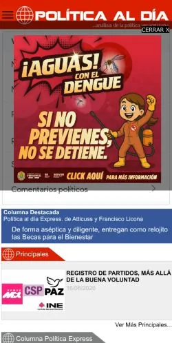 Vista previa del sitio Política al Día, medio de España para artículos patrocinados