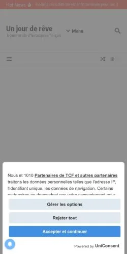 Anteprima del sito Un jour de rêve, media di Francia per articoli sponsorizzati