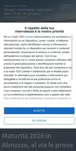 Podgląd witryny Notizie Pescara, medium z kraju Włochy do artykułów sponsorowanych