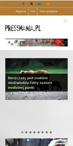 Vista previa del sitio Pressmania, medio de Polonia para artículos patrocinados
