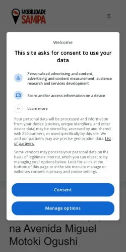 Pré-visualização do site Mobilidade Sampa, meio de Brasil para artigos patrocinados