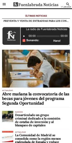 Pré-visualização do site Fuenlabrada Noticias, meio de Espanha para artigos patrocinados