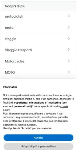 Anteprima del sito Motoexcape, media di Italia per articoli sponsorizzati