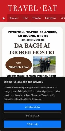 Anteprima del sito Travel Eat, media di Italia per articoli sponsorizzati