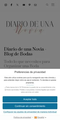 스폰서 기사용 스페인 매체 Diario de una Novia 사이트 미리보기