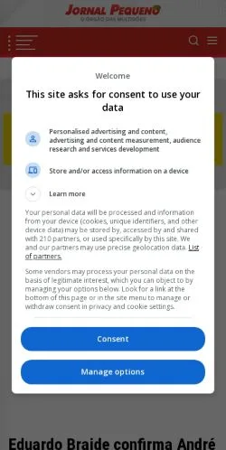 スポンサード記事向けのブラジルメディア、Jornal Pequenoのサイトプレビュー