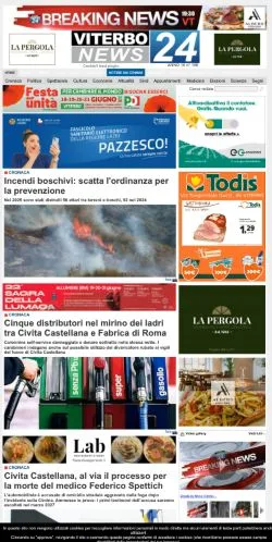 Anteprima del sito Viterbo News 24, media di Italia per articoli sponsorizzati